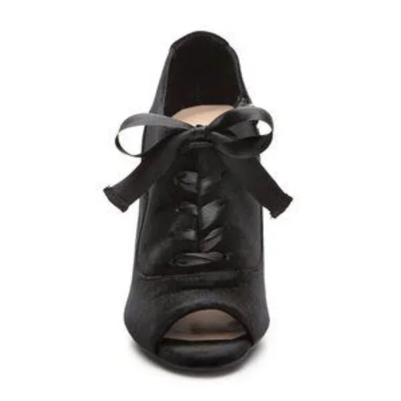 Kelly & Katie Black Velvet Peep Toe Bootie - Picture 3 of 9